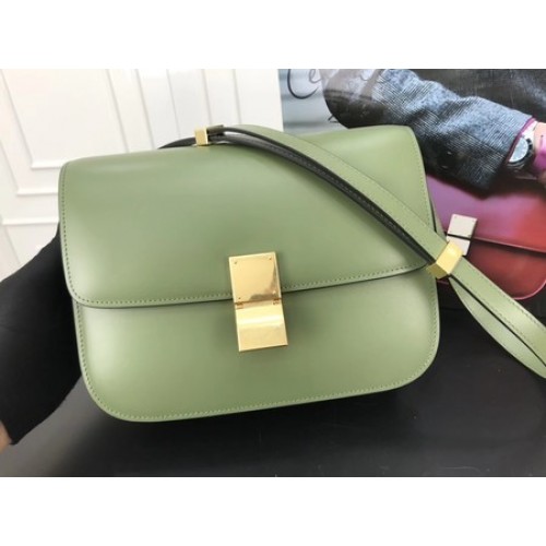 Geantă Celine Classic Box Flap, piele de vițel originală, 3378 verde