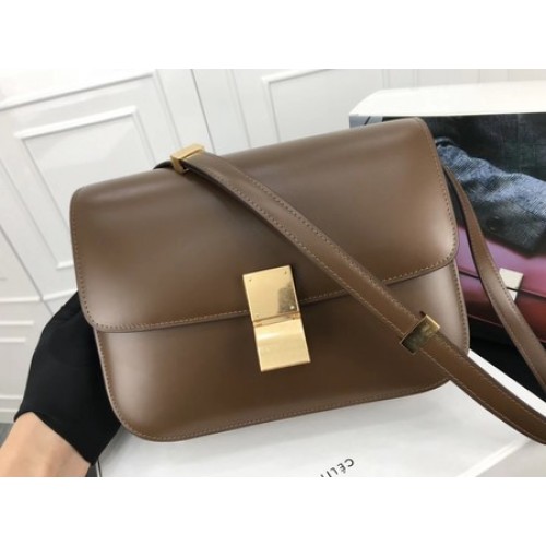 Geantă Celine Classic Box Flap, piele de vițel originală, 3378 Khaki