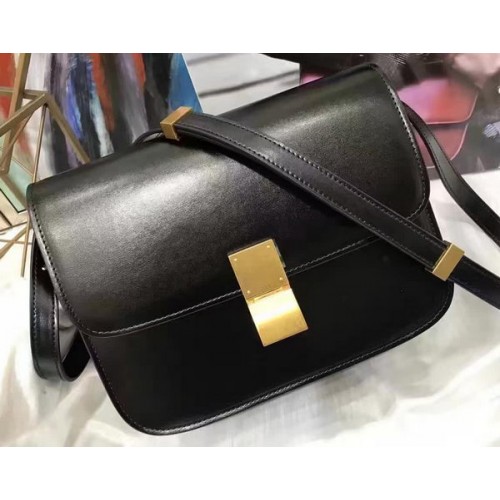 Geantă Celine Classic Box Flap din piele netedă C20447 Negru