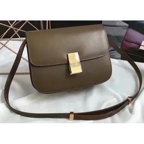Geantă Celine Classic Box Flap din piele netedă C20447 Verde