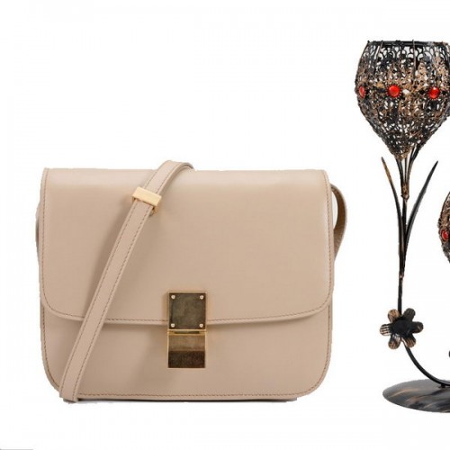 Geantă Celine Classic Box Small Flap Leather Smooth Leather 11042 Apricot