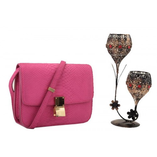 Geantă Celine Classic Box Small Flap Leather Smooth Leather 11042 Peach