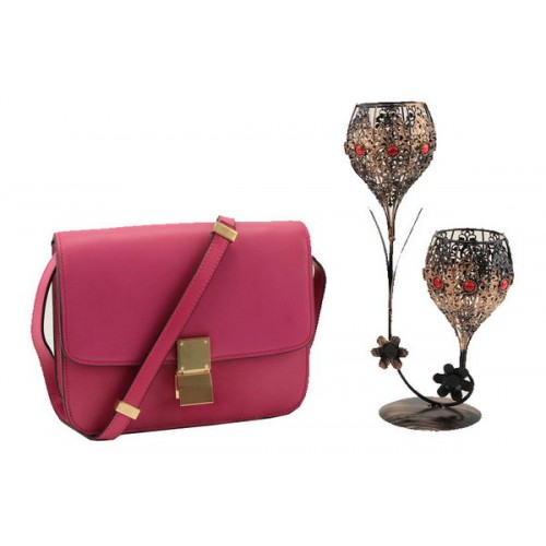 Geantă Celine Classic Box Small Flap din piele netedă 11042 Rose