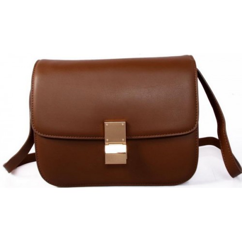 Geantă Celine Classic Box Small Flap din piele netedă C88007C maro