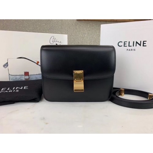 Geantă Celine Classic Box Teen Flap, piele de vițel originală 3379 neagră