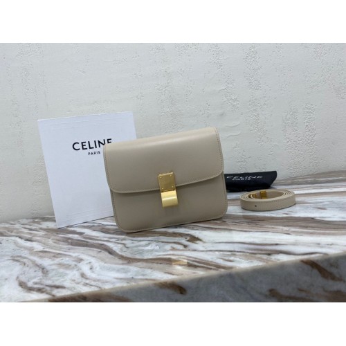 Geantă Celine Classic Box Teen Flap, piele de vițel originală, gri 3379