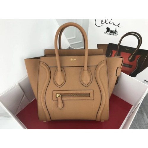 Geantă Celine Luggage Micro Tote din piele originală CLY33081M Apricot