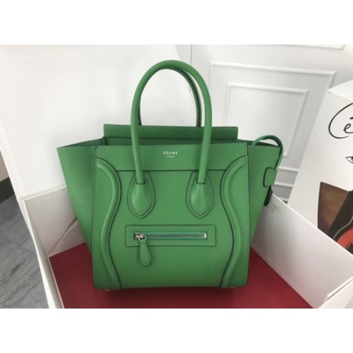 Geantă Celine Luggage Micro Tote din piele originală CLY33081M verde