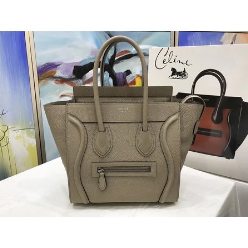 Geantă Celine Luggage Micro Tote din piele originală CLY33081M kaki