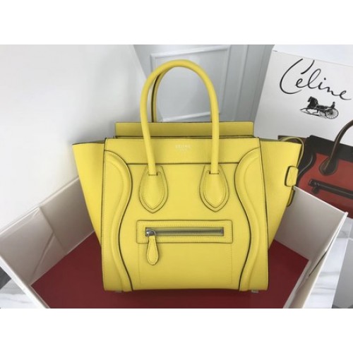 Geantă Celine Luggage Micro Tote din piele originală CLY33081M Lămâie