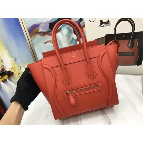 Geantă Celine Luggage Micro Tote din piele originală CLY33081M portocalie
