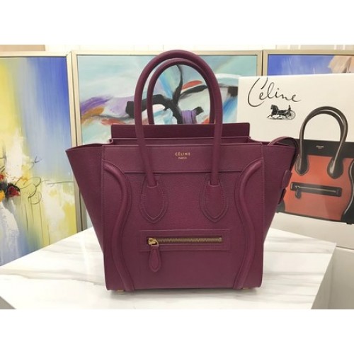 Geantă Celine Luggage Micro Tote din piele originală CLY33081M violet