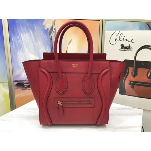 Geantă Celine Luggage Micro Tote din piele originală CLY33081M roșie