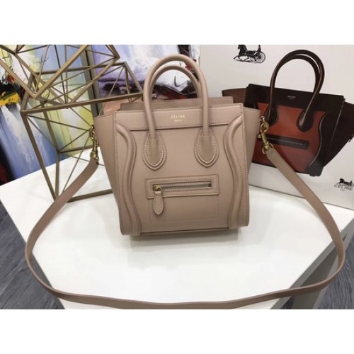 Geantă Celine Luggage Nano Tote din piele originală CC3560 Apricot