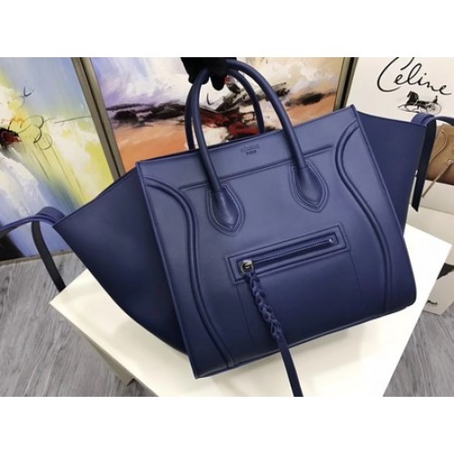 Geantă Celine Luggage Phantom Tote din piele de vițel CT3372 Albastră