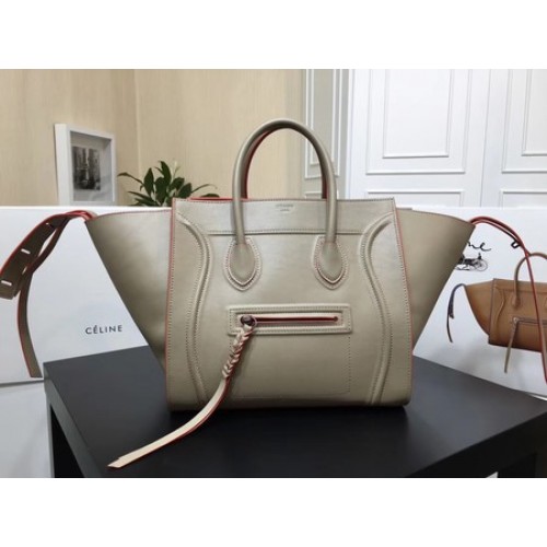 Geantă Celine Luggage Phantom Tote din piele de vițel CT3372 gri și portocaliu