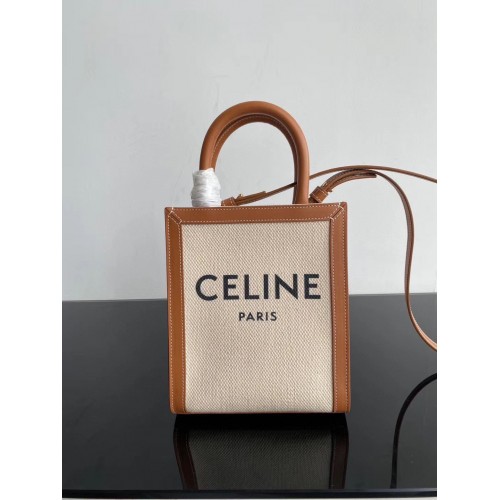 Celine MINI CABAS VERTICAL DIN PÂNZĂ TRIOMPHE CL01541 Maro
