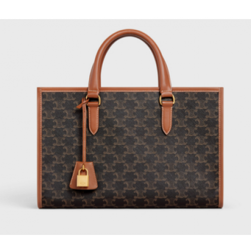 Celine MINI CABAS ORIZONTALE DIN PÂNZĂ TRIOMPHE ȘI PIELE DE VIȚEL 199742 negru