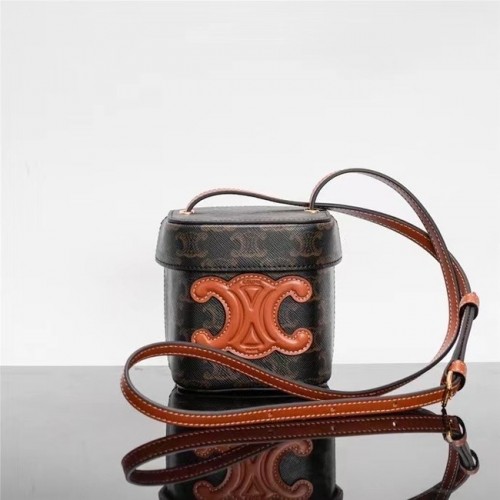 Geantă Celine MINI TEEN CLASSIC din pânză TRIOMPHE și piele de vițel 199263 neagră