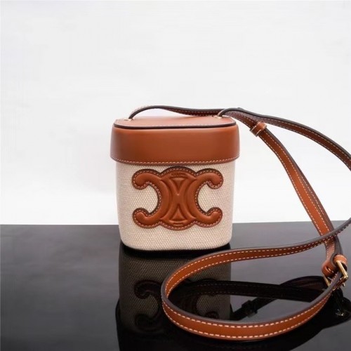 Geantă Celine MINI TEEN CLASSIC din pânză TRIOMPHE și piele de vițel 199263 maro