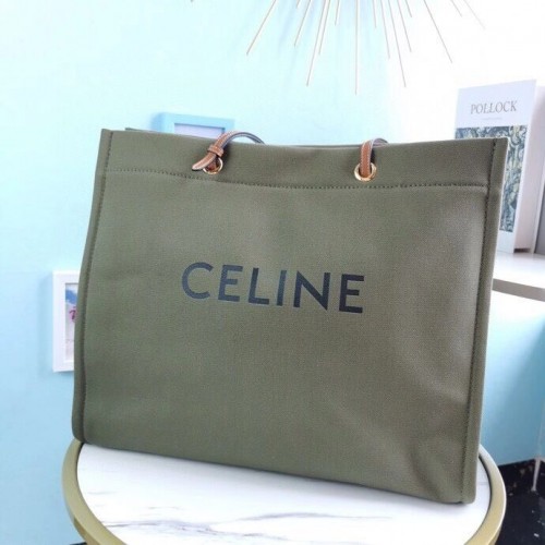 Geantă de cumpărături Celine Original din piele CL92172 verde negricios