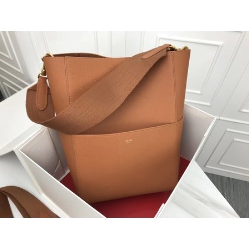 Celine SEAU SANGLE Cabas Bags Original Calfskin Leather 3369 Brown