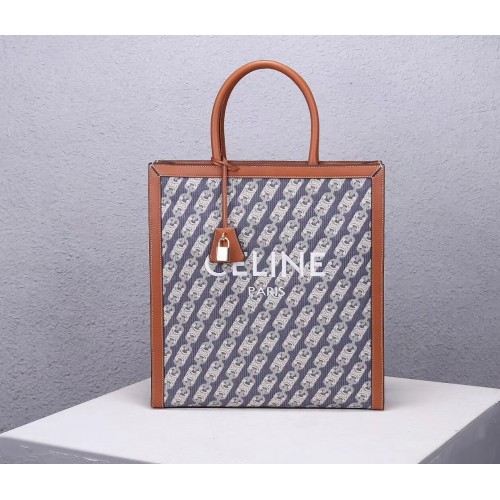 Geantă Celine TEEN TRIOMPHE din pânză TRIOMPHE și piele de vițel CL90402 albastră