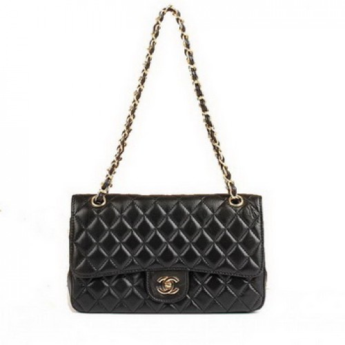 Geantă Chanel 2.55 Series Flap Bag 1112 din piele neagră cu accesorii aurii