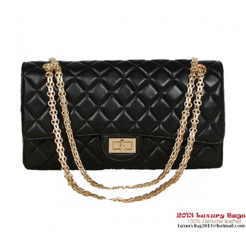 Geantă Chanel 1113 Classic Flap, neagră, din piele de oaie, aurie
