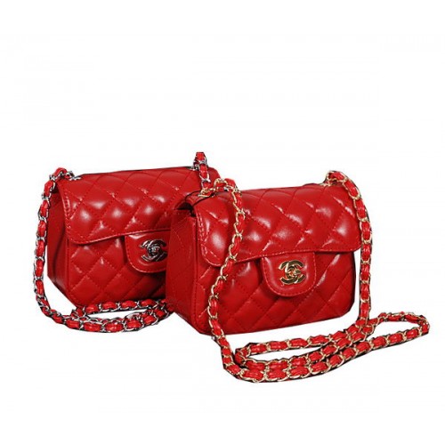 Geantă Chanel 1115 Classic mini Flap din piele de oaie roșie