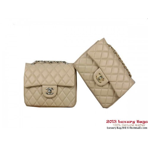 Geantă Chanel 1115 mini Classic Flap din piele de oaie, culoare caisă