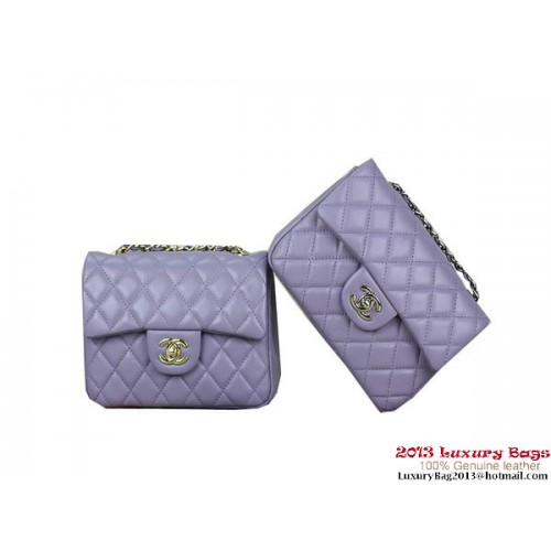 Geantă Chanel 1115 mini Classic Flap din piele de oaie violet