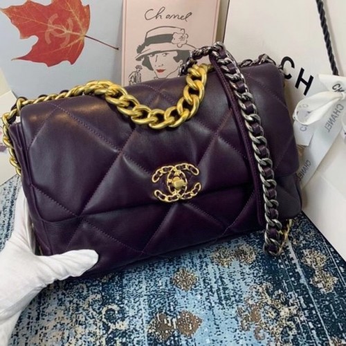 Geantă Chanel 19 cu clapă AS1161 violet închis