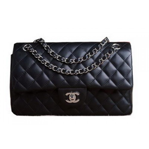 Geantă Chanel 2.55 Series Original Black Sheep Skin CHA1112 Argintie