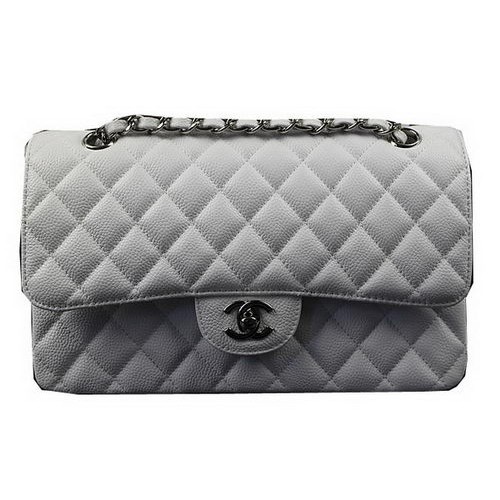 Genți Chanel Seria 2.55 Alb Model Cannage Piele CFA1112 Argintiu