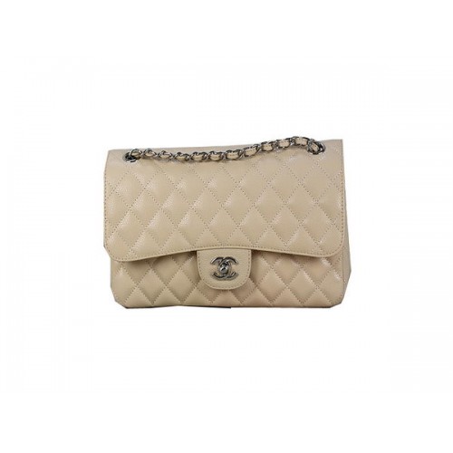 Geantă Chanel 2.55 Series Classic Flap 1112 Apricot Original Cannage Pattern Piele Argintie