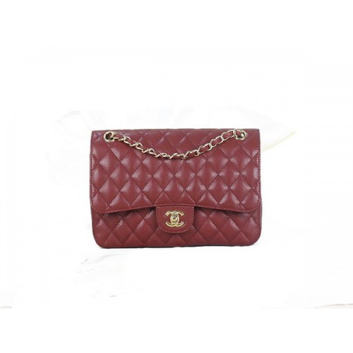 Chanel 2.55 Series Classic Flap Bag 1112 Burgundy Original Cannage Pattern Piele Auriu