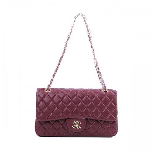 Geantă Chanel 2.55 Series Classic Flap 1112 Burgundy Sheepskin Gold