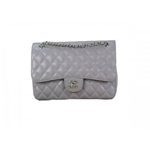 Geantă Chanel 2.55 Series Classic Flap 1112 Gri Original Cannage Model Piele Argintiu