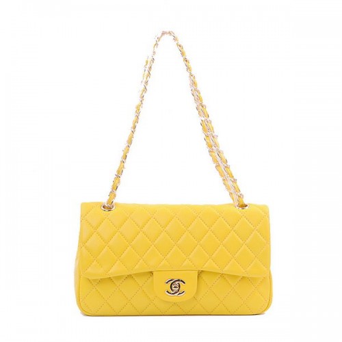 Geantă Chanel 2.55 Series Classic Flap 1112 Lămâie din piele de oaie aurie