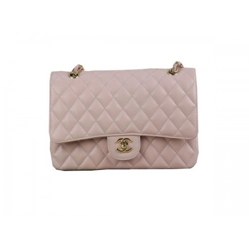 Geantă Chanel 2.55 Series Classic Flap 1112 Model Cannage Roz Piele Originală Auriu