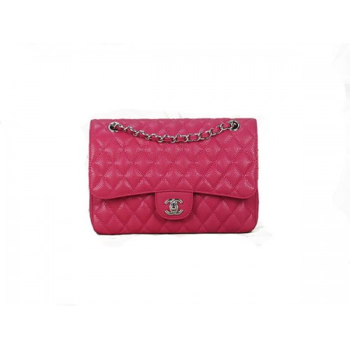 Geantă Chanel 2.55 Series Classic Flap 1112 Rose Cannage Pattern Original Leather Silver