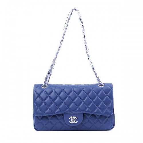 Geantă Chanel 2.55 Series Classic Flap 1112 RoyalBlue Sheep Skin Silver