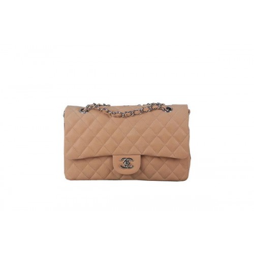 Geantă Chanel 2.55 Series Classic Flap A01112 Bej Original Nubuck Cannage Piele Argintie