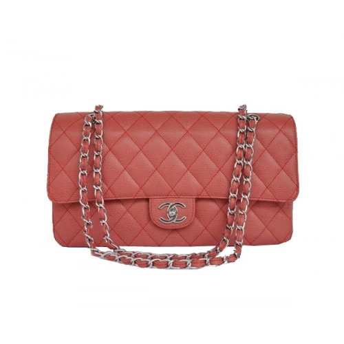 Geantă Chanel ieftină seria 2.55 Flap 1113 din piele roșie cu accesorii argintii