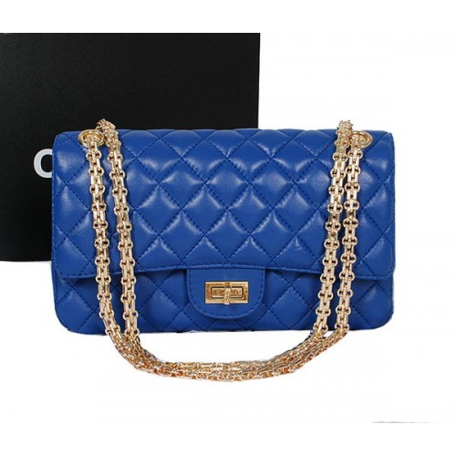 Geantă Chanel 2.55 Series Flap A226 RoyalBlue piele de oaie aurie