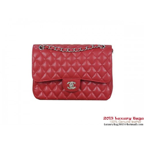Geantă Chanel 2.55 Series Flap, roșie, modele originale Cannage, piele A1112 argintie