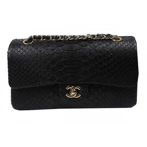 Genți Chanel 2.55 Series Flap Leather Original Snake Leather A1112 Black