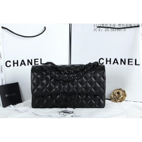 Genți Chanel 2.55 Series Flap din piele de oaie A1112 Negru