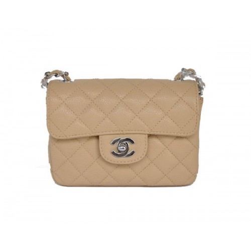 Geantă Chanel 2.55 mini Flap Bag 1115 bej din piele de oaie cu accesorii argintii